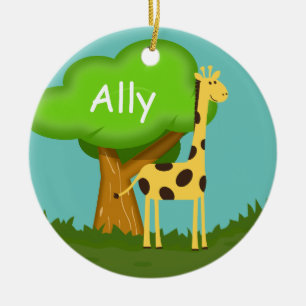 Gullig giraff julgransprydnad keramik