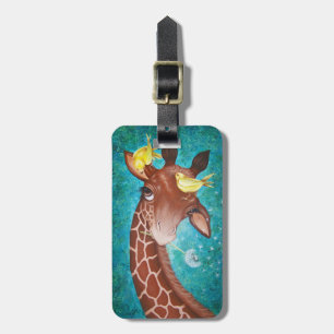 Gullig giraff med fåglar bagagebricka