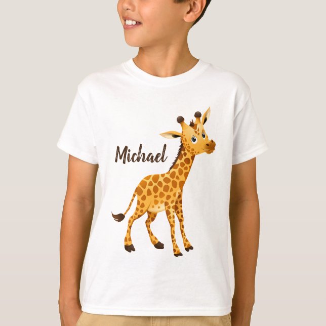 Gullig giraff som tittar dig t shirt (Framsida)