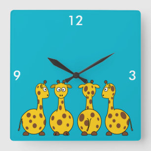 Gullig giraff, vilddjur fyrkantig klocka