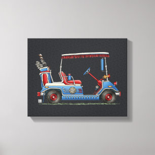 Gullig Golfvagn Canvastryck