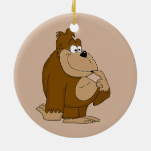 Gullig gorilla julgransprydnad keramik