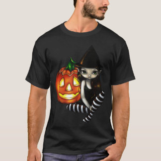 Gullig gotisk häxa för Halloween natt & Tee