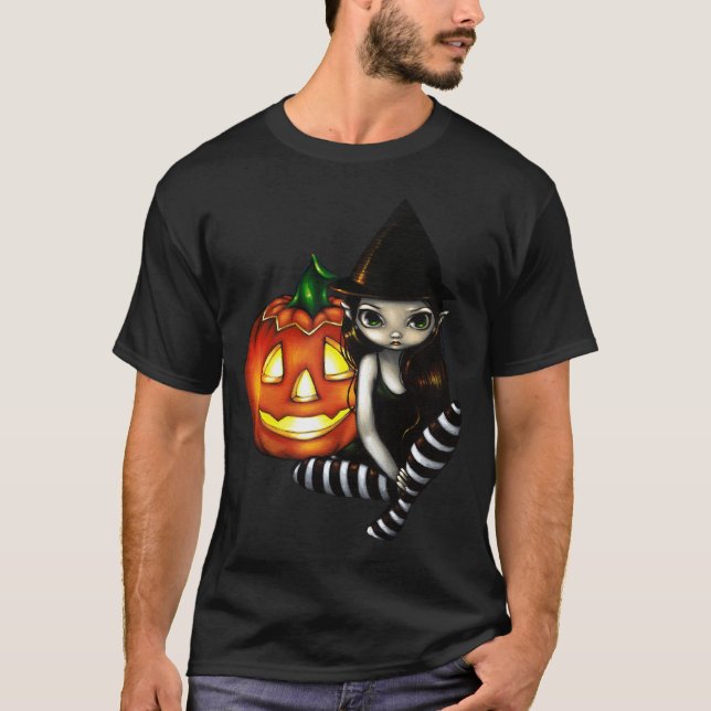 Gullig gotisk häxa för Halloween natt & Tee (Framsida)