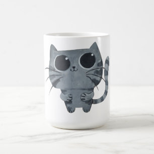 Gullig grå färgkatt med stora blåtiror kaffemugg