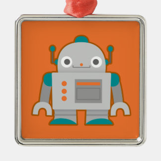 Gullig grå färgrobot julgransprydnad metall