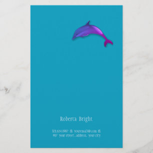 Gullig grafisk delfin i rosa lilor brevpapper