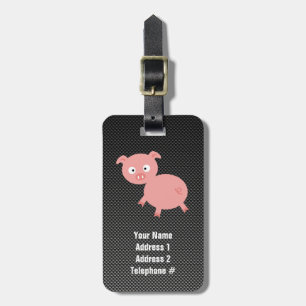 Gullig gris; Fauxkolfiber Bagagebricka