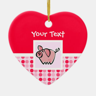 Gullig gris julgransprydnad keramik