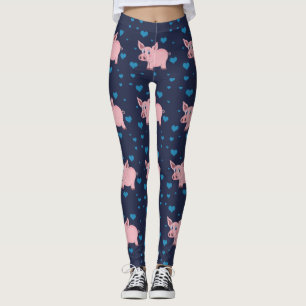 Gullig gris- och hjärtadamasker leggings