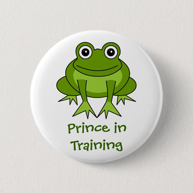 Gullig grodatecknad - Prince i utbildning Knapp (Framsida)