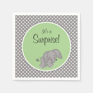 Gullig grön baby shower för elefantgenderneutral pappersservett