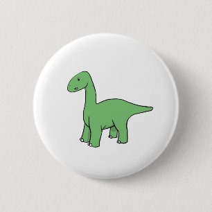 Gullig grön Brontosaurus Knapp