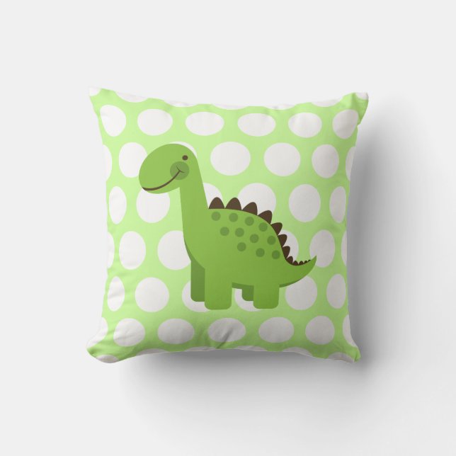 Gullig grön Dinosaur Kudde (Framsida)