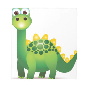 Gullig grön dinosaurtecknad anteckningsblock