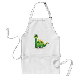 Gullig grön dinosaurtecknad förkläde