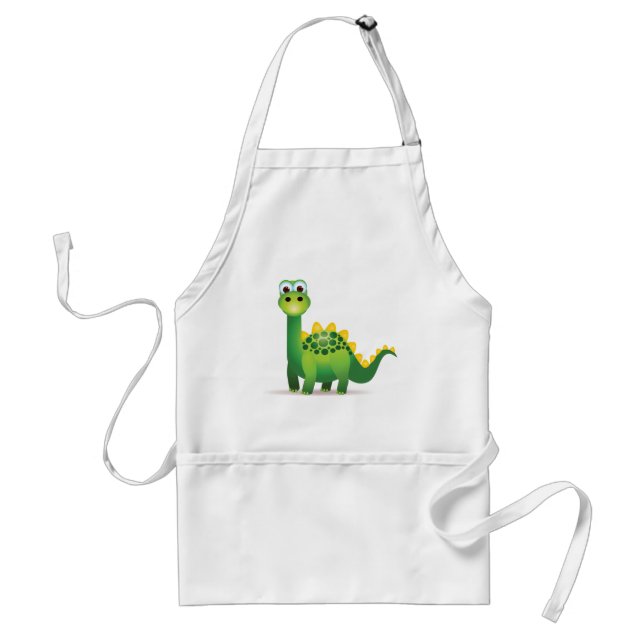 Gullig grön dinosaurtecknad förkläde (Framsidan)