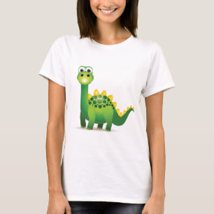 Gullig grön dinosaurtecknad t-shirt