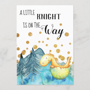 Gullig grön drake för *~* som kläcker pojkeduschen inbjudningar