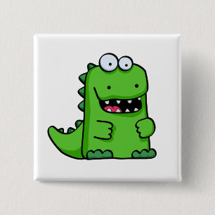Gullig grön lycklig Dinosaur Knapp