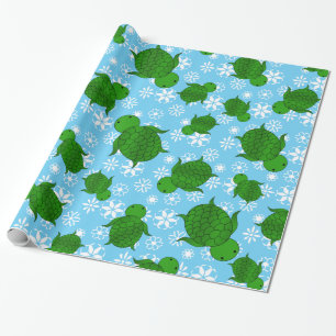Gullig grön snöflingor för blått för presentpapper