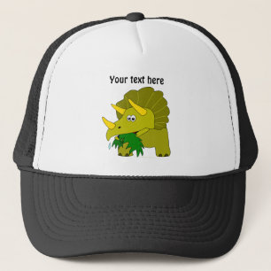 Gullig grön TriceratopstecknadDinosaur Keps