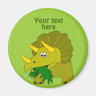 Gullig grön TriceratopstecknadDinosaur Magnet