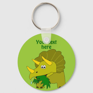 Gullig grön TriceratopstecknadDinosaur Nyckelring