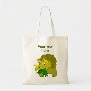 Gullig grön TriceratopstecknadDinosaur Tygkasse
