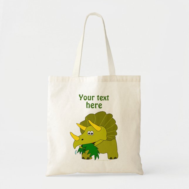Gullig grön TriceratopstecknadDinosaur Tygkasse (Framsidan)