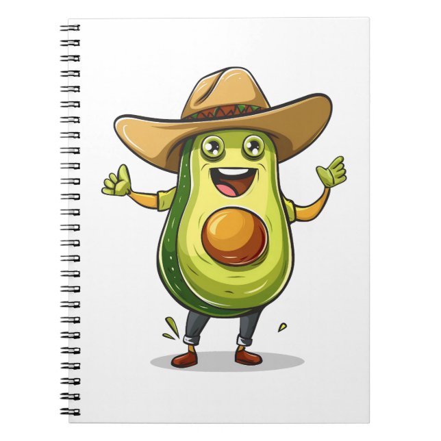 gullig grönt avocado cowboyutskrift anteckningsbok (Framsidan)