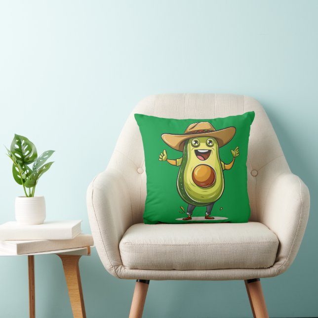 gullig grönt avocado cowboyutskrift kudde (Stol)