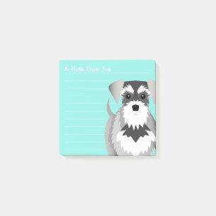 Gullig grönt för Perky miniatyrSchnauzer Post-it Block