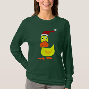 Gullig gul anka i den Santa hatten T-shirt