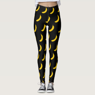 Gullig gul banantryckdamasker för yogagenomkörar leggings