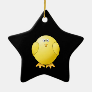 Gullig gul chick. Lite fågel på Black. Julgransprydnad Keramik