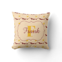 Gullig gul dekorativ kudde för taxMonogramnamn