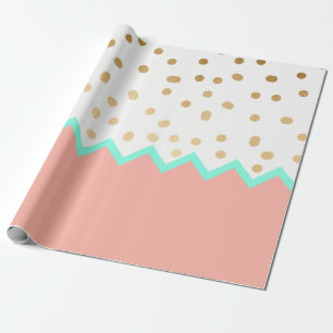 gullig guld- polka dots mint och rosor för elegan presentpapper