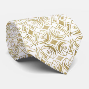 Gullig guld- tie för vitart décomönster slips