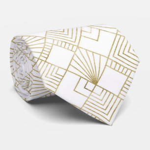 Gullig guld- tie för vitart décomönster slips