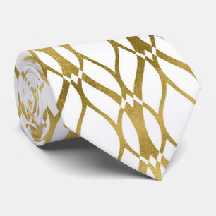 Gullig guld- tie för vitart décomönster slips