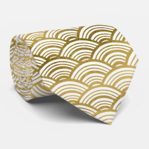 Gullig guld- tie för vitart décomönster slips