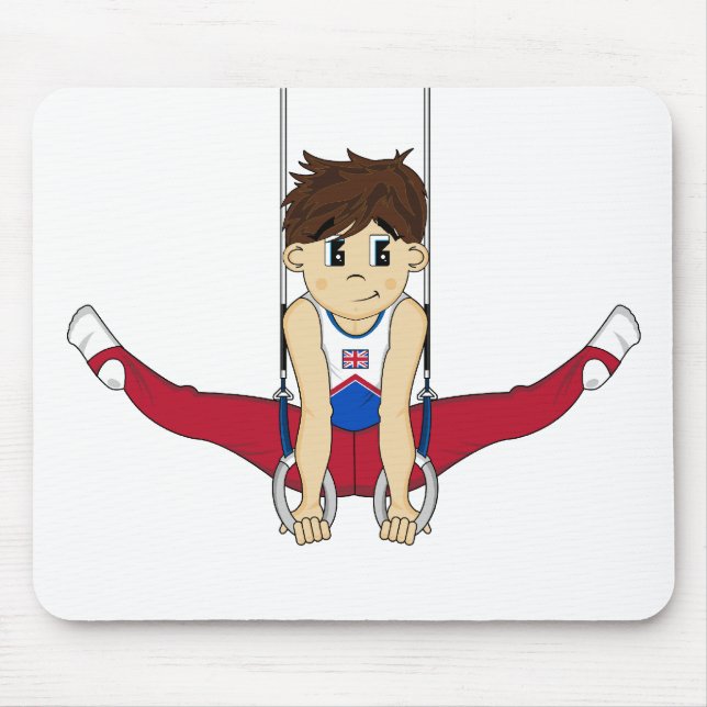 Gullig gymnast på ringar Mousepad Musmatta (Framsidan)