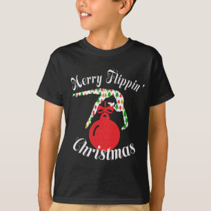 Gullig gymnastik & glad bläddring för jul t shirt