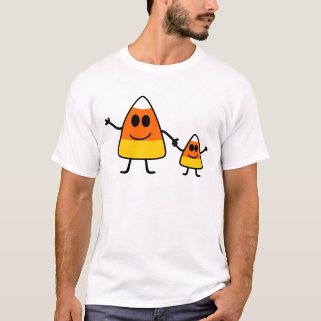 Gullig Halloween candy cornfamilj T Shirt (Framsida)