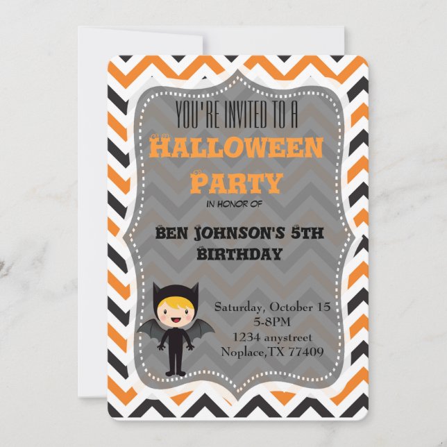 Gullig Halloween födelsedagsfestinbjudan Inbjudningar (Framsida)