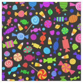 Gullig Halloween godis på svart mönstertyg Tyg