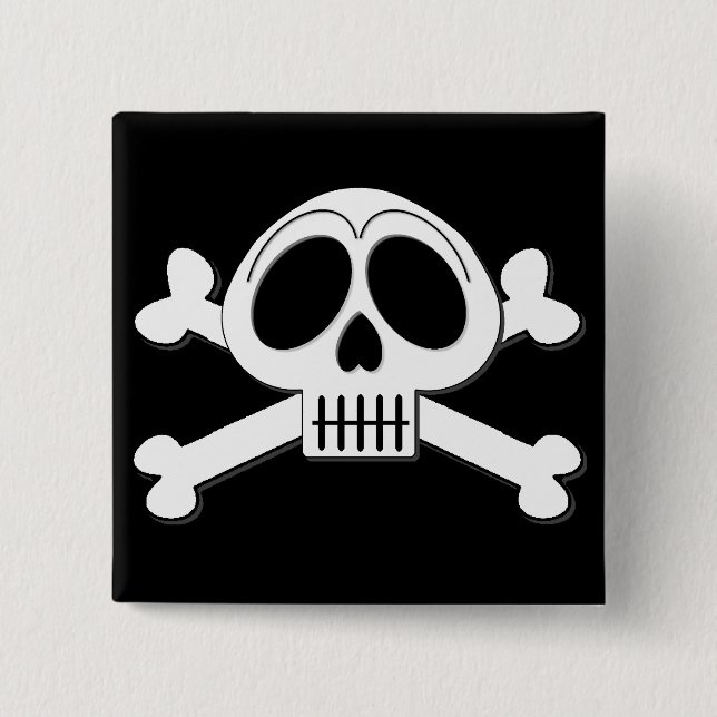 Gullig Halloween Kawaii Goth skalle och Crossbones Knapp (Framsida)