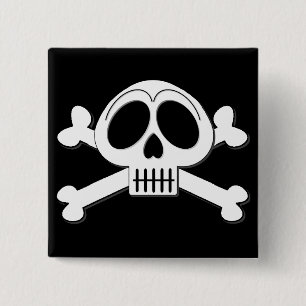 Gullig Halloween Kawaii Goth skalle och Crossbones Knapp