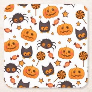 Gullig Halloween mönsterillustration Underlägg Papper Kvadrat